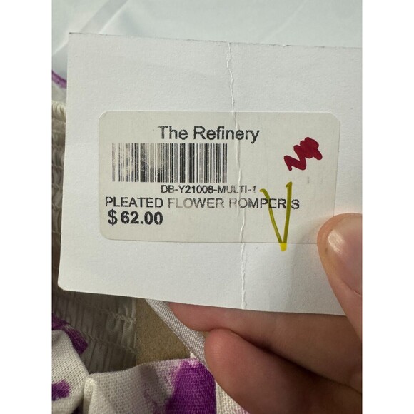 Do Be One Piece Womens Size Small Rompers Strapless Purple White Pleated NWT - Picture 3 of 7